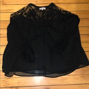 Black sheer 3/4 length sleeve shirt